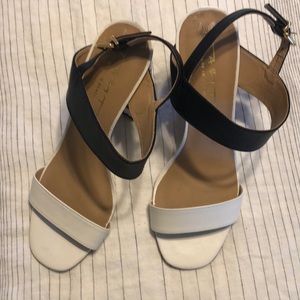 Fun black and white block heels